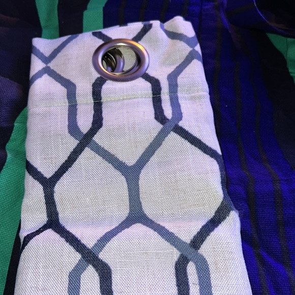 Allen + Roth Grommet Top blackout panel 95 in cream and navy - Picture 2 of 4